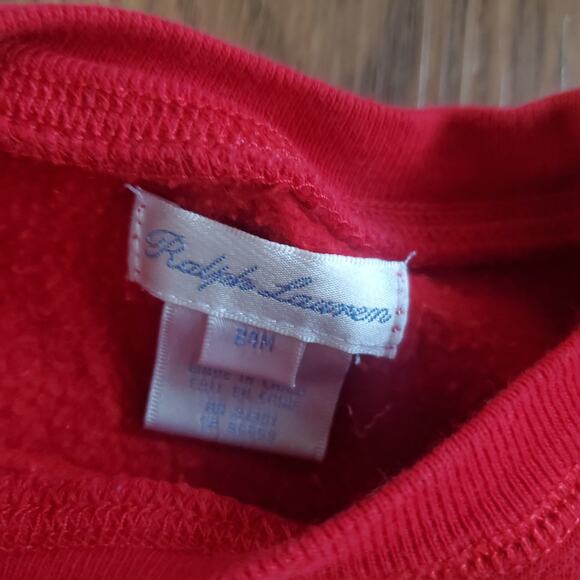 Polo by Ralph Lauren Red Sweatshirt with Blue Logo 24M - Picture 3 of 3